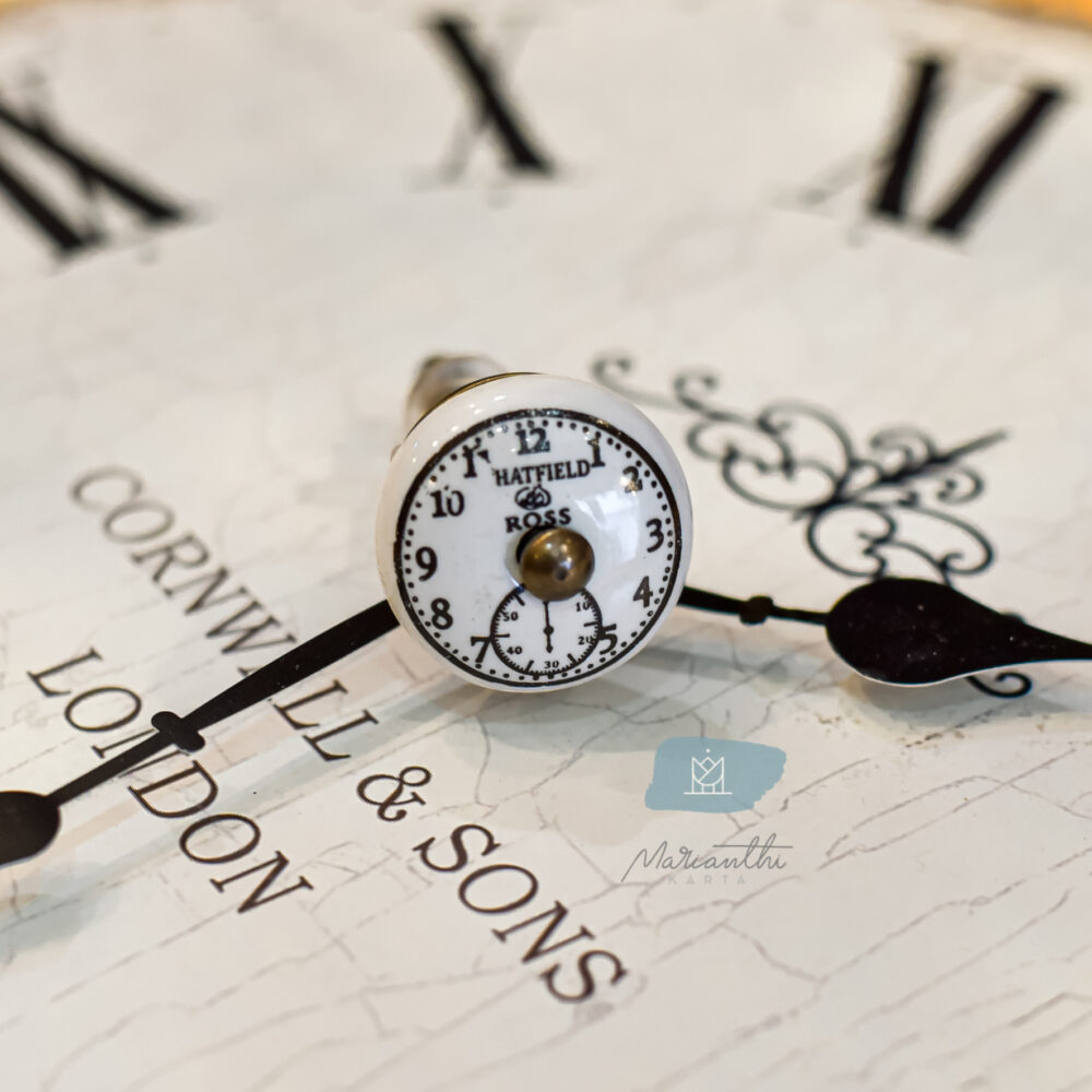 ρολόι χειροποίητο κεραμικό πόμολο - Marianthi Karta
