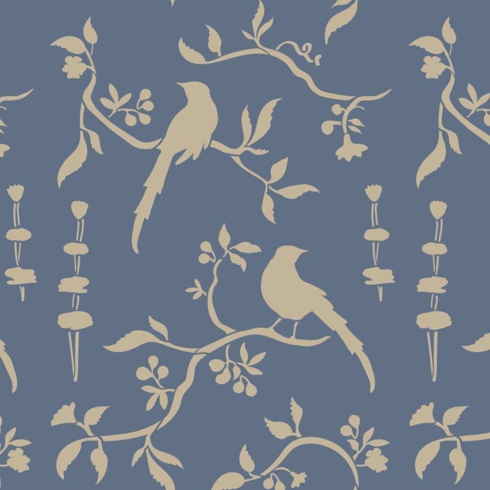 Cinoiserie Birds Country Grey and Old Violet 2 2000 - Marianthi Karta